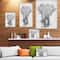 Designart - Black and White Elephant Pencil ketch - Animals Painting Print on Wrapped Canvas